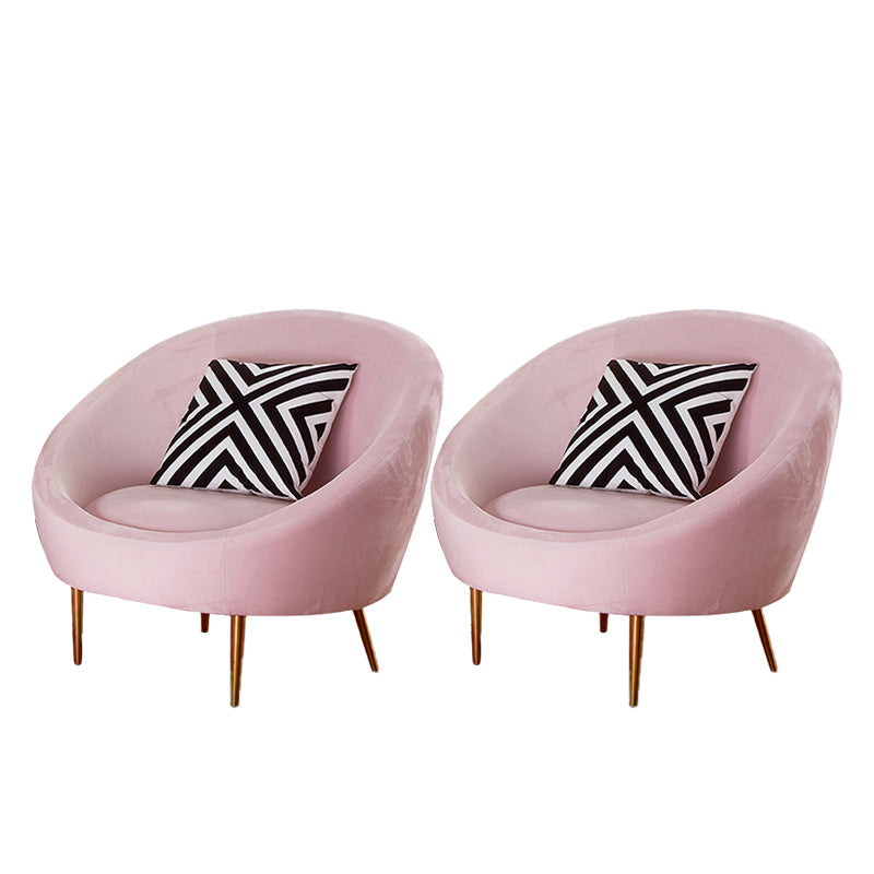 Basic Four Leg Balloon Chair Living Room Chair with Gold Tone Legs Pink Flannel 2 Piece Set Clearhalo 'Accent Chairs' 'accent_chairs' 'Chairs & Seating' 'furn' 'furn_accent_chairs' 'Furniture' 'Living Room Furniture' 6377679