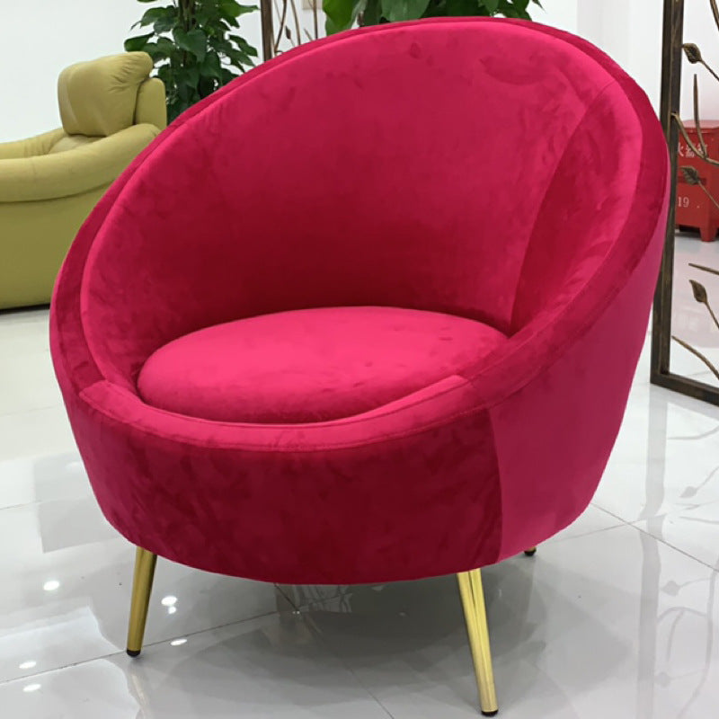 Basic Four Leg Balloon Chair Living Room Chair with Gold Tone Legs Red Flannel 1 Piece Clearhalo 'Accent Chairs' 'accent_chairs' 'Chairs & Seating' 'furn' 'furn_accent_chairs' 'Furniture' 'Living Room Furniture' 6377680