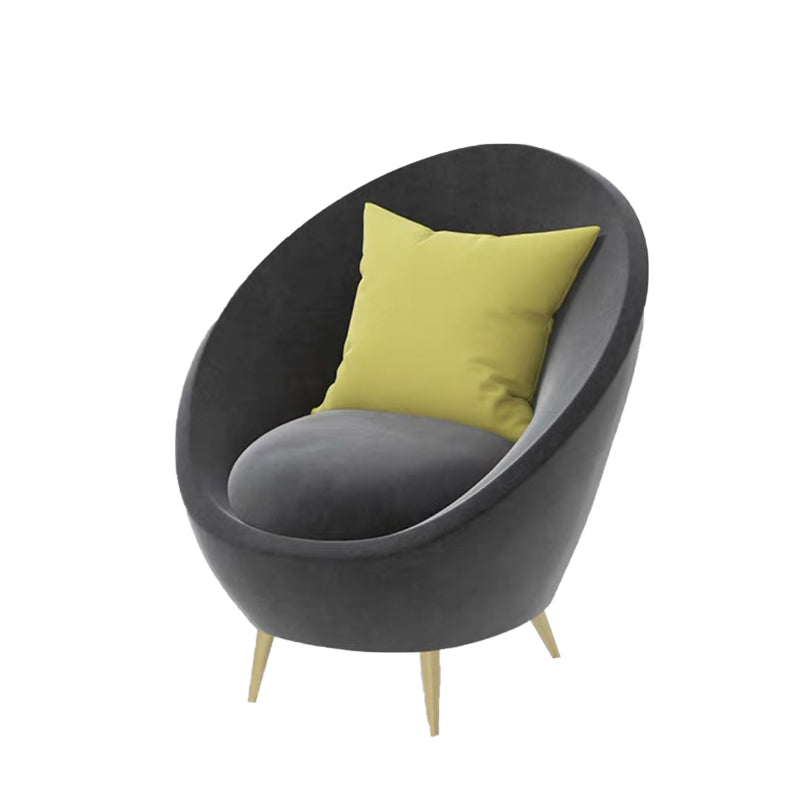 Basic Four Leg Balloon Chair Living Room Chair with Gold Tone Legs Dark Gray Flannel 1 Piece Clearhalo 'Accent Chairs' 'accent_chairs' 'Chairs & Seating' 'furn' 'furn_accent_chairs' 'Furniture' 'Living Room Furniture' 6377681