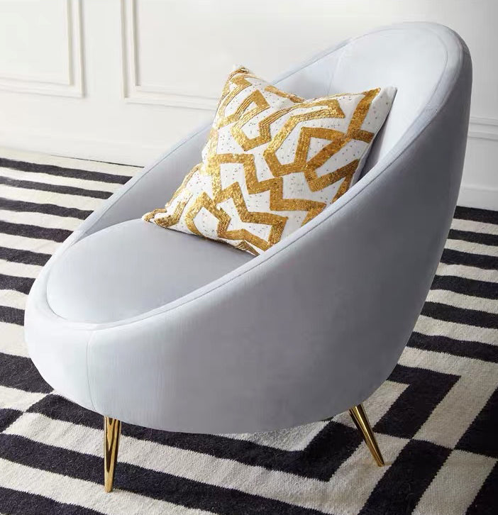Basic Four Leg Balloon Chair Living Room Chair with Gold Tone Legs Light Gray Flannel 1 Piece Clearhalo 'Accent Chairs' 'accent_chairs' 'Chairs & Seating' 'furn' 'furn_accent_chairs' 'Furniture' 'Living Room Furniture' 6377682