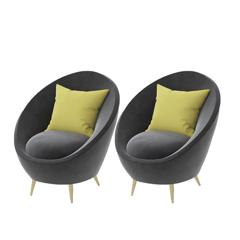 Basic Four Leg Balloon Chair Living Room Chair with Gold Tone Legs Dark Gray Flannel 2 Piece Set Clearhalo 'Accent Chairs' 'accent_chairs' 'Chairs & Seating' 'furn' 'furn_accent_chairs' 'Furniture' 'Living Room Furniture' 6377683