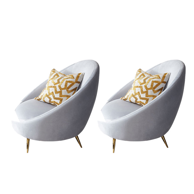Basic Four Leg Balloon Chair Living Room Chair with Gold Tone Legs Light Gray Flannel 2 Piece Set Clearhalo 'Accent Chairs' 'accent_chairs' 'Chairs & Seating' 'furn' 'furn_accent_chairs' 'Furniture' 'Living Room Furniture' 6377688