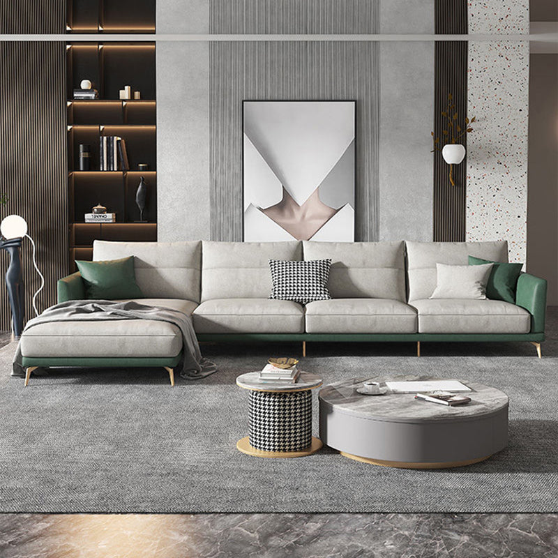 68 "" de large glamour canapé en cuir en cuir en L sectionnelles de dos