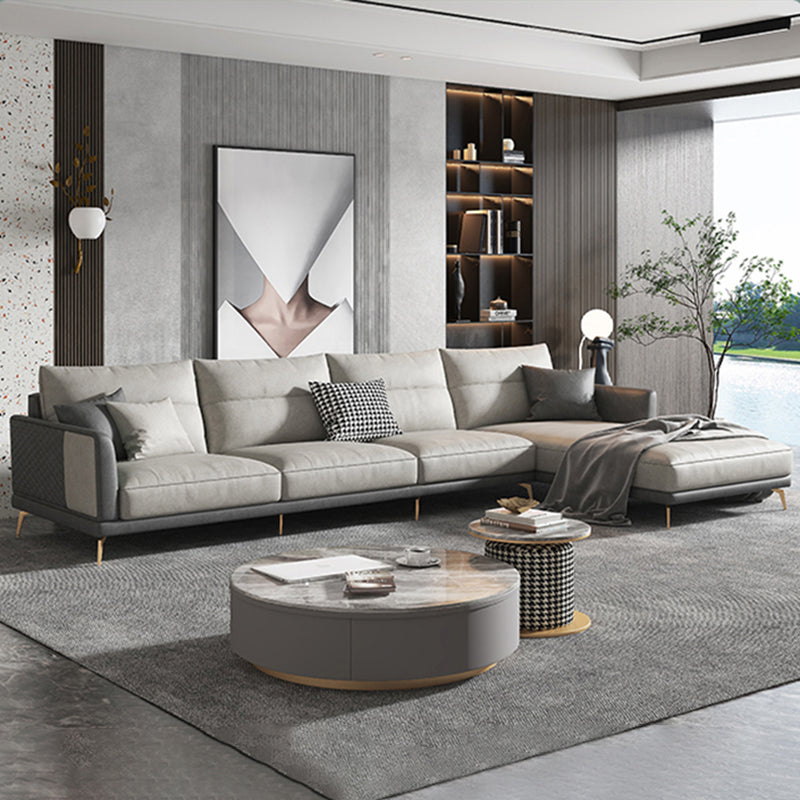 68 "" de large glamour canapé en cuir en cuir en L sectionnelles de dos