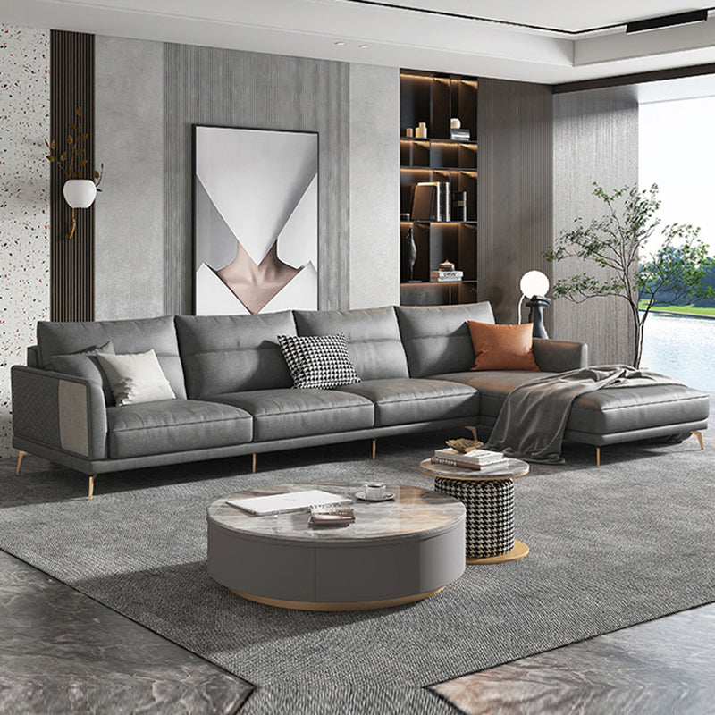 68 "" de large glamour canapé en cuir en cuir en L sectionnelles de dos