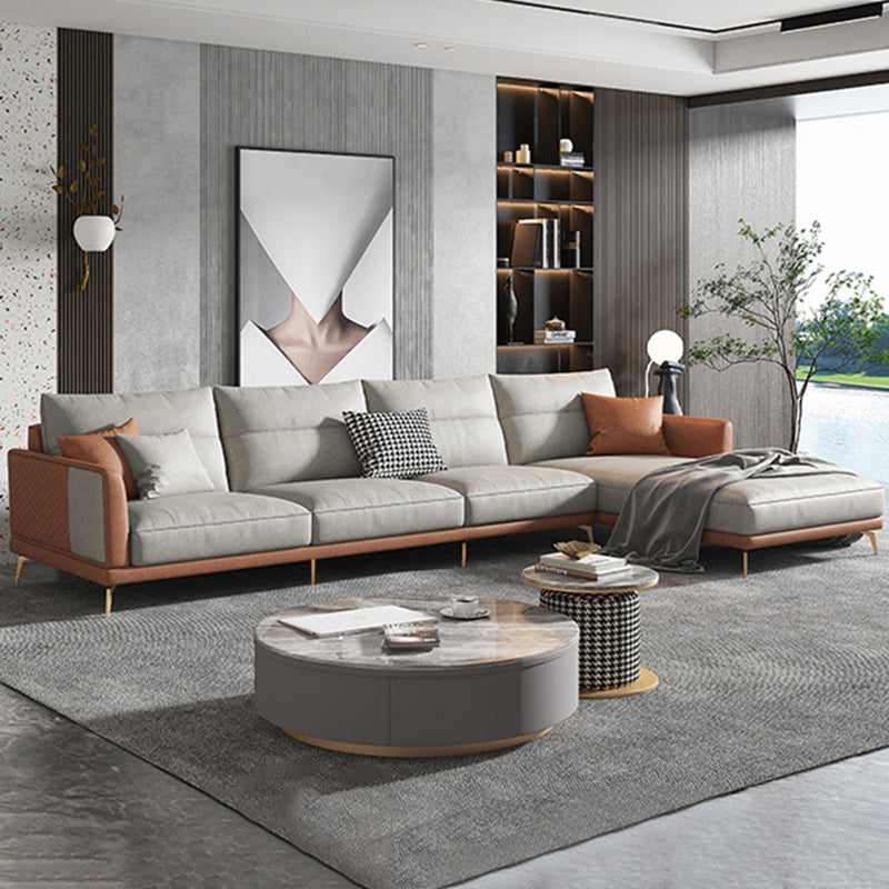 68 "" de large glamour canapé en cuir en cuir en L sectionnelles de dos