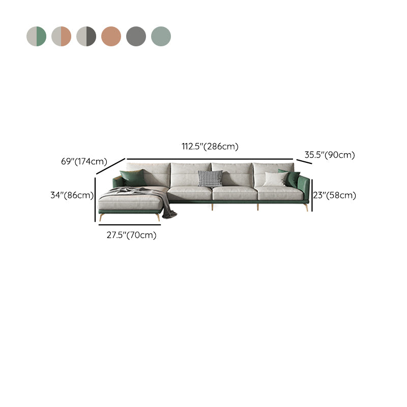 68 "" de large glamour canapé en cuir en cuir en L sectionnelles de dos