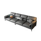 35"H Contemporary Sectional Sofa Leather Grey Stationary Sectionals 110"L x 35.5"W x 35.5"H Horizontal Clearhalo 'furn' 'furn_sectionals' 'Furniture' 'Living Room Furniture' 'Sectionals' 6377751