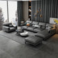 35"H Contemporary Sectional Sofa Leather Grey Stationary Sectionals Clearhalo 'furn' 'furn_sectionals' 'Furniture' 'Living Room Furniture' 'Sectionals' 6377754