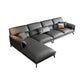 35"H Contemporary Sectional Sofa Leather Grey Stationary Sectionals 126"L x 69"W x 35"H Left Sponge Clearhalo 'furn' 'furn_sectionals' 'Furniture' 'Living Room Furniture' 'Sectionals' 6377756