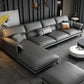 35"H Contemporary Sectional Sofa Leather Grey Stationary Sectionals Clearhalo 'furn' 'furn_sectionals' 'Furniture' 'Living Room Furniture' 'Sectionals' 6377771