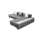 29"H Scandinavian Sectional Sofa Leather Grey Sectionals with Bostol Pillows 112"L x 72"W x 30"H Right Clearhalo 'furn' 'furn_sectionals' 'Furniture' 'Living Room Furniture' 'Sectionals' 6377797