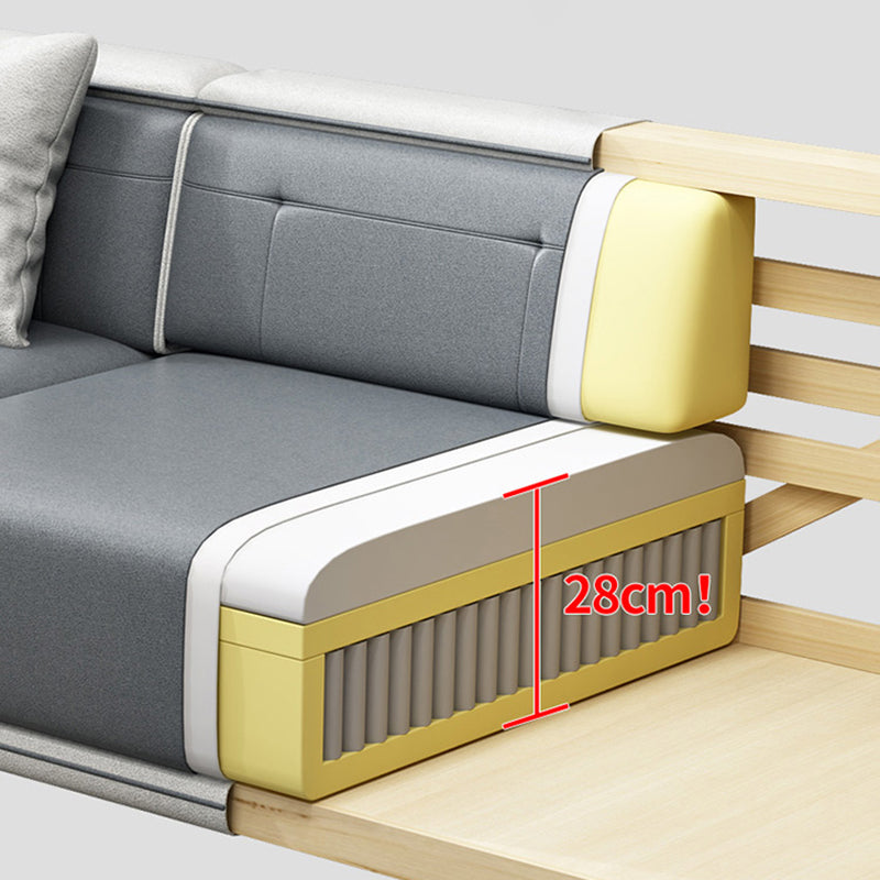 29"H Scandinavian Sectional Sofa Leather Grey Sectionals with Bostol Pillows Clearhalo 'furn' 'furn_sectionals' 'Furniture' 'Living Room Furniture' 'Sectionals' 6377803