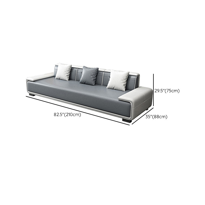 29"H Scandinavian Sectional Sofa Leather Grey Sectionals with Bostol Pillows Clearhalo 'furn' 'furn_sectionals' 'Furniture' 'Living Room Furniture' 'Sectionals' 6377812