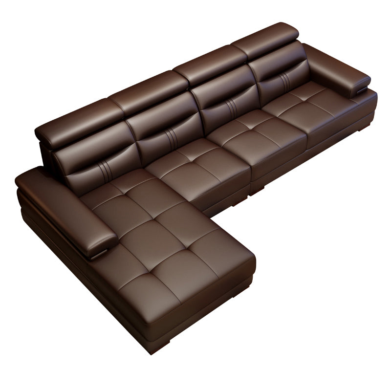 Hedendaagse sectionele bank getuft echte lederen sectionals
