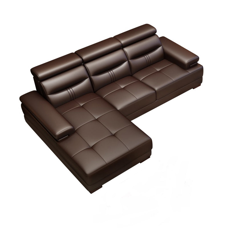 Hedendaagse sectionele bank getuft echte lederen sectionals