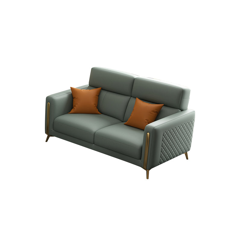 Glam Stationary Sectional Sofa Cushion Back Leather Living Room Set 60"L x 35"W x 36"H Horizontal Clearhalo 'furn' 'furn_sectionals' 'Furniture' 'Living Room Furniture' 'Sectionals' 6377864