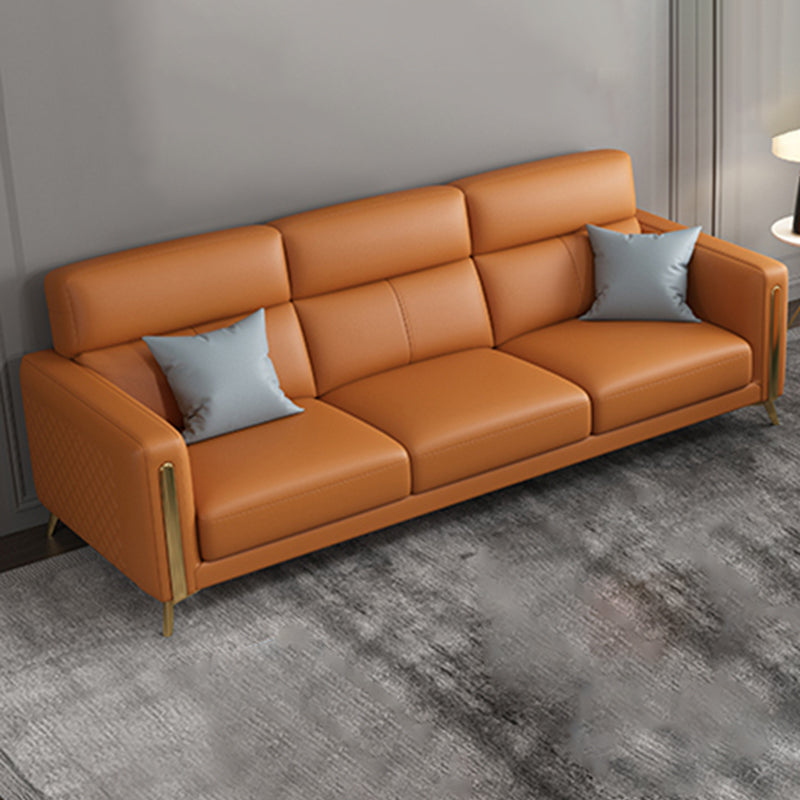 Glam Stationary Sectional Sofa Cushion Back Leather Living Room Set Clearhalo 'furn' 'furn_sectionals' 'Furniture' 'Living Room Furniture' 'Sectionals' 6377867