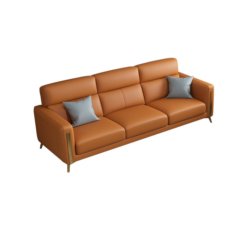 Glam Stationary Sectional Sofa Cushion Back Leather Living Room Set 83"L x 35"W x 36"H Horizontal Clearhalo 'furn' 'furn_sectionals' 'Furniture' 'Living Room Furniture' 'Sectionals' 6377878