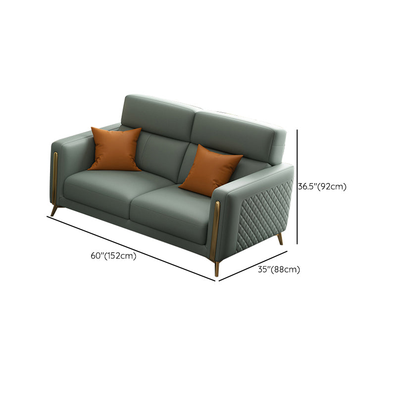Glam Stationary Sectional Sofa Cushion Back Leather Living Room Set Clearhalo 'furn' 'furn_sectionals' 'Furniture' 'Living Room Furniture' 'Sectionals' 6377882