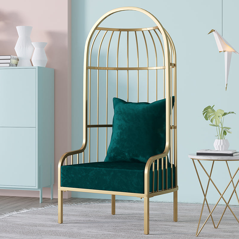 Fixed Back Lounge Chair Pillow Back Fabric Seat Chair with Gold Tone Legs Clearhalo 'Accent Chairs' 'accent_chairs' 'Chairs & Seating' 'furn' 'furn_accent_chairs' 'Furniture' 'Living Room Furniture' 6377933