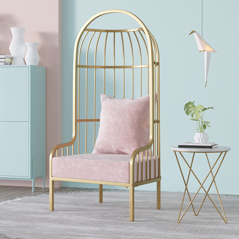 Fixed Back Lounge Chair Pillow Back Fabric Seat Chair with Gold Tone Legs Clearhalo 'Accent Chairs' 'accent_chairs' 'Chairs & Seating' 'furn' 'furn_accent_chairs' 'Furniture' 'Living Room Furniture' 6377935