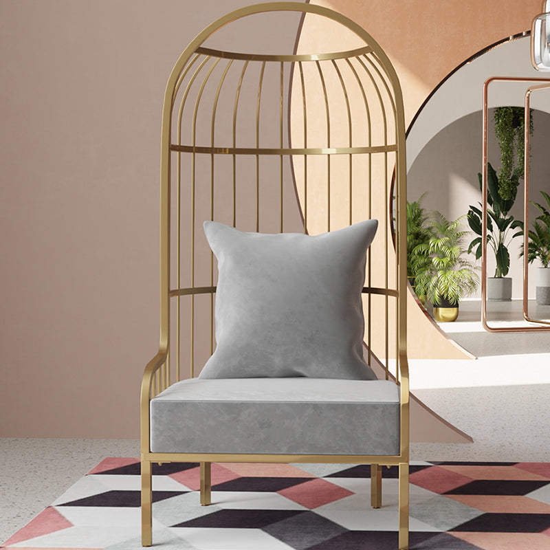 Fixed Back Lounge Chair Pillow Back Fabric Seat Chair with Gold Tone Legs Clearhalo 'Accent Chairs' 'accent_chairs' 'Chairs & Seating' 'furn' 'furn_accent_chairs' 'Furniture' 'Living Room Furniture' 6377937