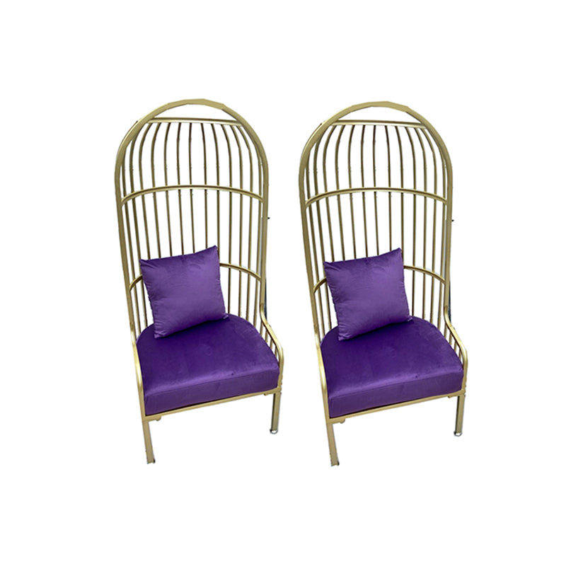 Fixed Back Lounge Chair Pillow Back Fabric Seat Chair with Gold Tone Legs Purple Flannel 2 Piece Set Clearhalo 'Accent Chairs' 'accent_chairs' 'Chairs & Seating' 'furn' 'furn_accent_chairs' 'Furniture' 'Living Room Furniture' 6377942