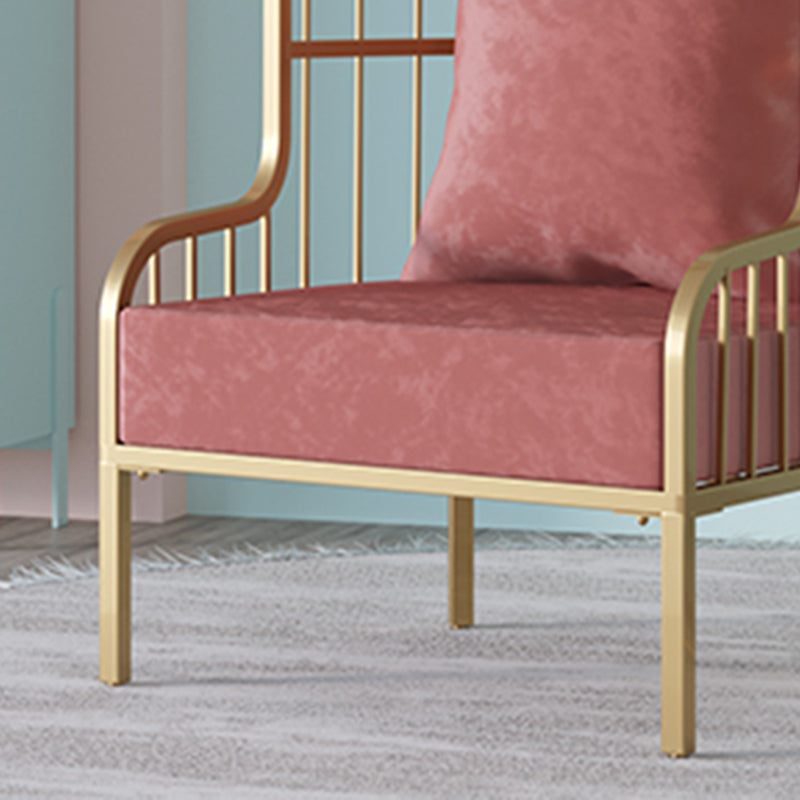 Fixed Back Lounge Chair Pillow Back Fabric Seat Chair with Gold Tone Legs Clearhalo 'Accent Chairs' 'accent_chairs' 'Chairs & Seating' 'furn' 'furn_accent_chairs' 'Furniture' 'Living Room Furniture' 6377943