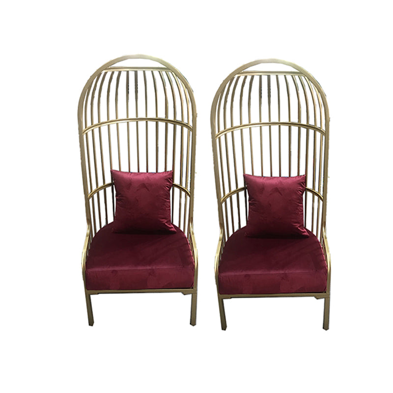 Fixed Back Lounge Chair Pillow Back Fabric Seat Chair with Gold Tone Legs Red Flannel 2 Piece Set Clearhalo 'Accent Chairs' 'accent_chairs' 'Chairs & Seating' 'furn' 'furn_accent_chairs' 'Furniture' 'Living Room Furniture' 6377944