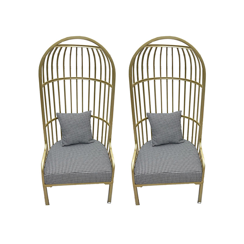 Fixed Back Lounge Chair Pillow Back Fabric Seat Chair with Gold Tone Legs Houndstooth pattern Flannel 2 Piece Set Clearhalo 'Accent Chairs' 'accent_chairs' 'Chairs & Seating' 'furn' 'furn_accent_chairs' 'Furniture' 'Living Room Furniture' 6377946