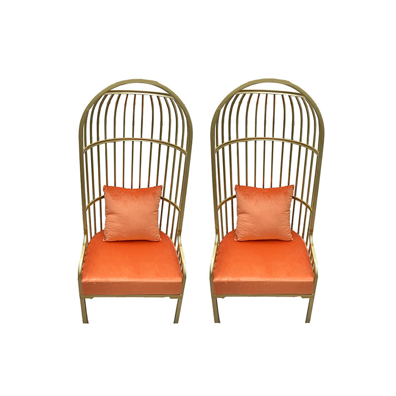 Fixed Back Lounge Chair Pillow Back Fabric Seat Chair with Gold Tone Legs Orange Flannel 2 Piece Set Clearhalo 'Accent Chairs' 'accent_chairs' 'Chairs & Seating' 'furn' 'furn_accent_chairs' 'Furniture' 'Living Room Furniture' 6377948