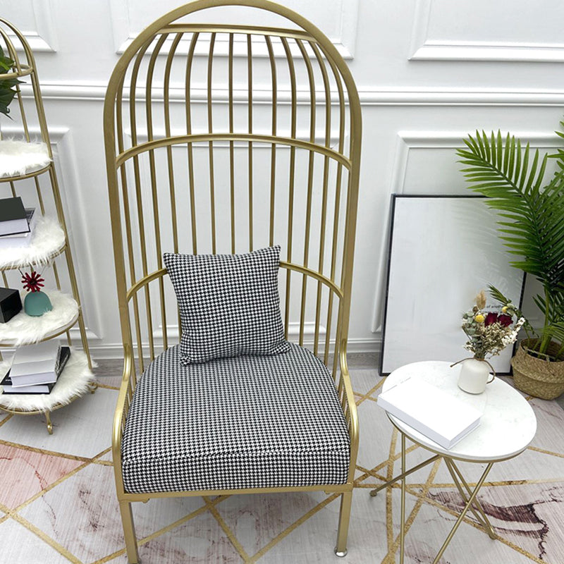 Fixed Back Lounge Chair Pillow Back Fabric Seat Chair with Gold Tone Legs Clearhalo 'Accent Chairs' 'accent_chairs' 'Chairs & Seating' 'furn' 'furn_accent_chairs' 'Furniture' 'Living Room Furniture' 6377954