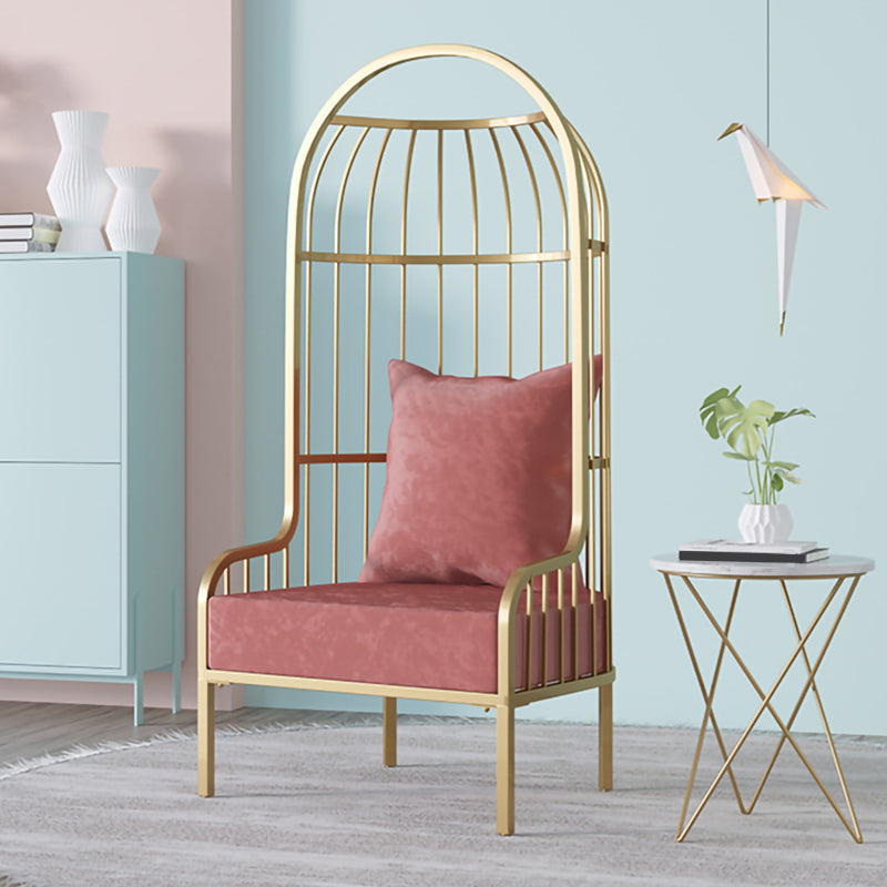 Fixed Back Lounge Chair Pillow Back Fabric Seat Chair with Gold Tone Legs Clearhalo 'Accent Chairs' 'accent_chairs' 'Chairs & Seating' 'furn' 'furn_accent_chairs' 'Furniture' 'Living Room Furniture' 6377956