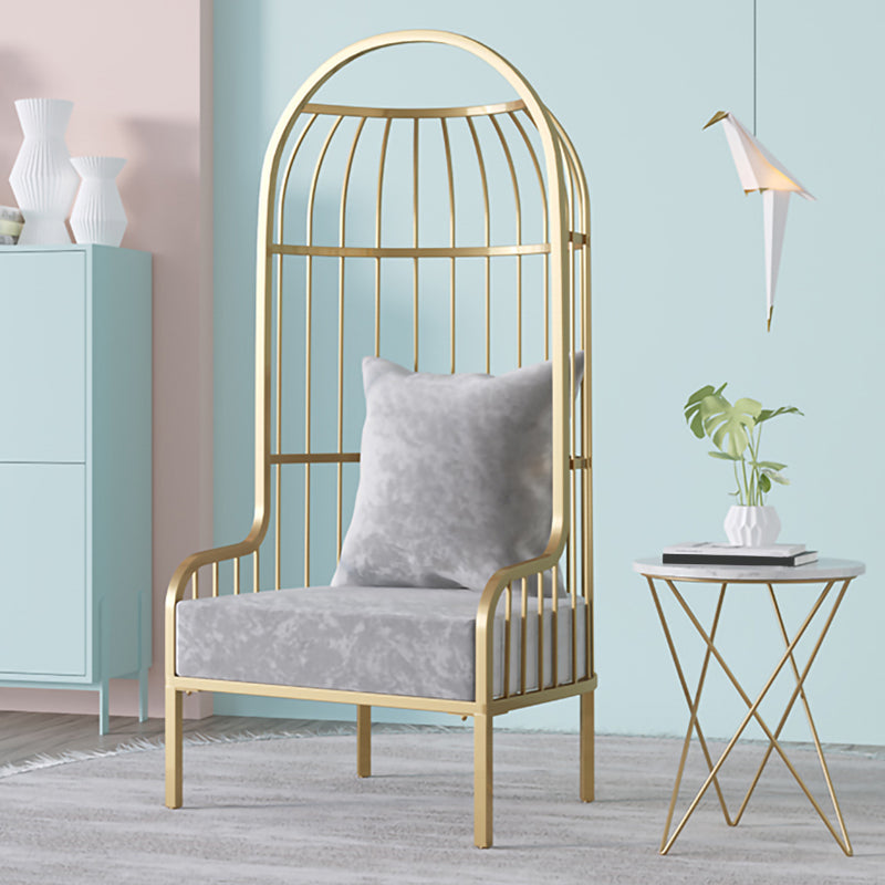 Fixed Back Lounge Chair Pillow Back Fabric Seat Chair with Gold Tone Legs Clearhalo 'Accent Chairs' 'accent_chairs' 'Chairs & Seating' 'furn' 'furn_accent_chairs' 'Furniture' 'Living Room Furniture' 6377960