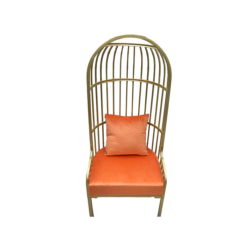 Fixed Back Lounge Chair Pillow Back Fabric Seat Chair with Gold Tone Legs Orange Flannel 1 Piece Clearhalo 'Accent Chairs' 'accent_chairs' 'Chairs & Seating' 'furn' 'furn_accent_chairs' 'Furniture' 'Living Room Furniture' 6377961