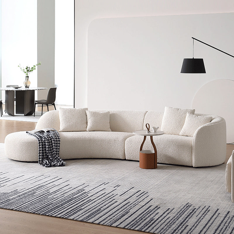 Beige Fabric Sectional Sofa Sloped Arm Sectional with Pillows Clearhalo 'furn' 'furn_sectionals' 'Furniture' 'Living Room Furniture' 'Sectionals' 6377965