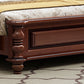 Victorian Espresso Standard Bed Solid Wood Bed Frame with Upholstered Headboard