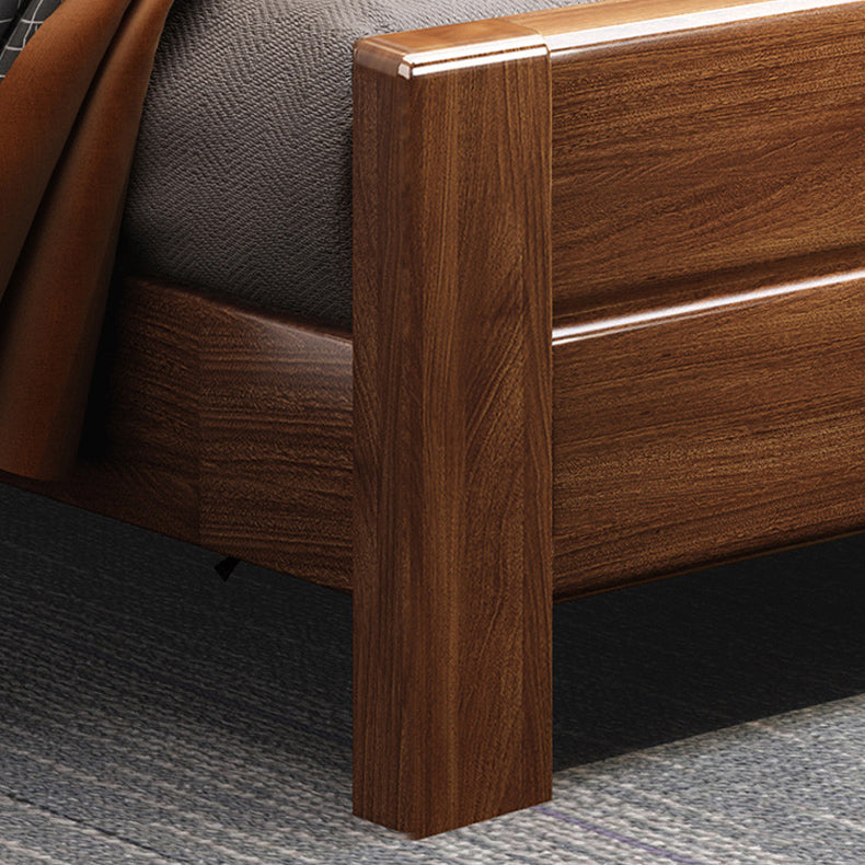 Cama de panel de nogal de cama estándar moderna de mediados de siglo con cabecera