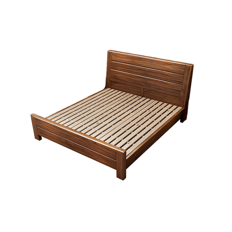 Cama de panel de nogal de cama estándar moderna de mediados de siglo con cabecera