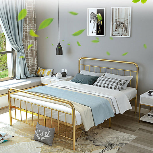 Metal Slat Sett Feste Farbe Open-Frame-Bett mit benutzerdefinierten goldenen Beinen