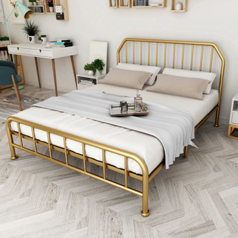 Metal Open-Frame Bed Scooped Solid Color Slat Bed with Custom Gold Leg Gold Clearhalo 'Bedroom Furniture' 'Beds' 'furn' 'furn_beds' 'Furniture' 6378131