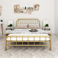 Metal Open-Frame Bed Scooped Solid Color Slat Bed with Custom Gold Leg Clearhalo 'Bedroom Furniture' 'Beds' 'furn' 'furn_beds' 'Furniture' 6378132