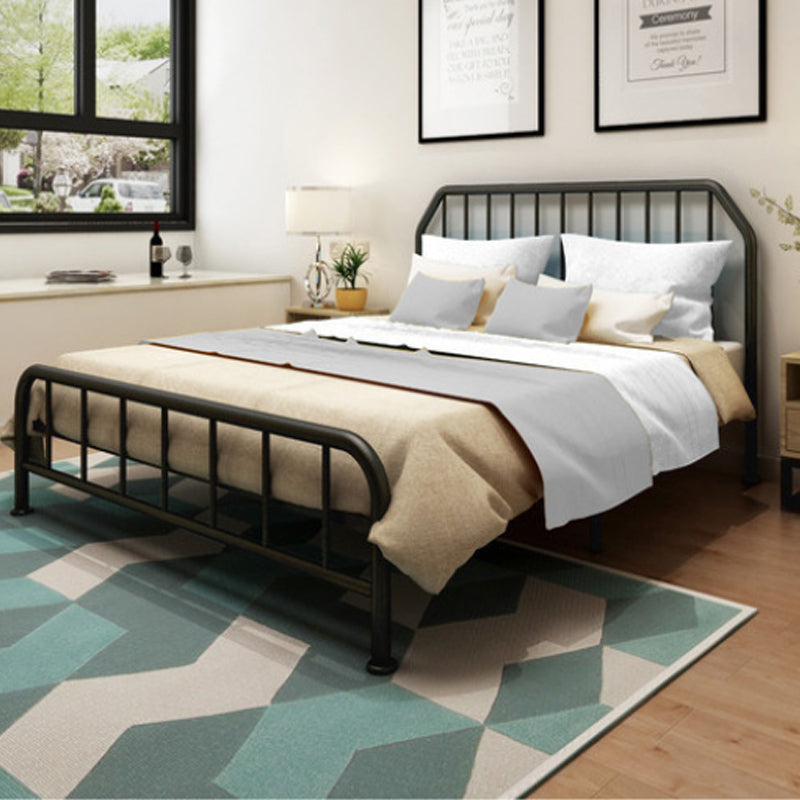 Metal Open-Frame Bed Scooped Solid Color Slat Bed with Custom Gold Leg Black Clearhalo 'Bedroom Furniture' 'Beds' 'furn' 'furn_beds' 'Furniture' 6378133