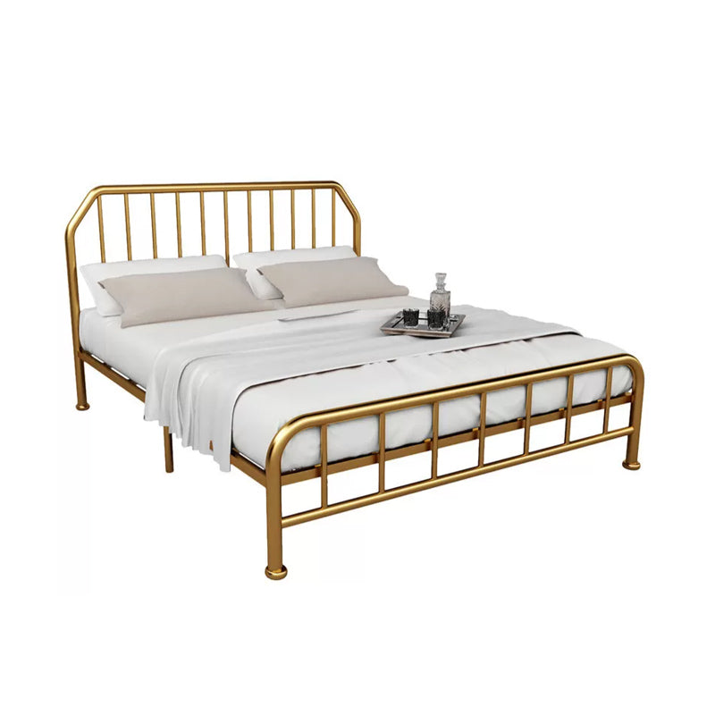 Metal Open-Frame Bed Scooped Solid Color Slat Bed with Custom Gold Leg Clearhalo 'Bedroom Furniture' 'Beds' 'furn' 'furn_beds' 'Furniture' 6378135