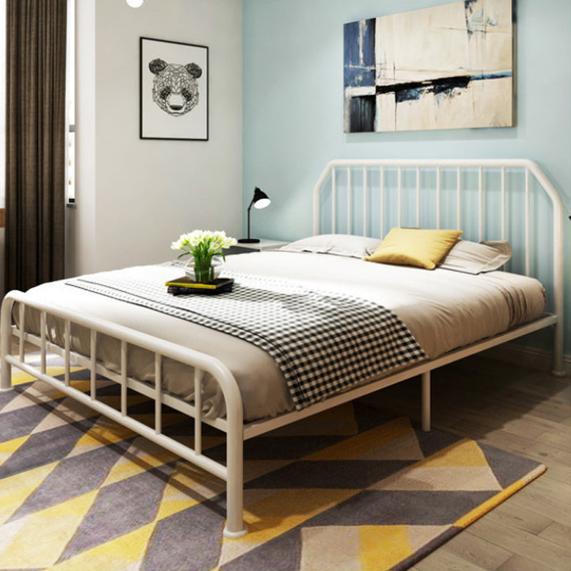 Metal Open-Frame Bed Scooped Solid Color Slat Bed with Custom Gold Leg White Clearhalo 'Bedroom Furniture' 'Beds' 'furn' 'furn_beds' 'Furniture' 6378143