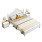 Victorian Style White Standard Bed Pine Wood Bed Frame with Custom Gold Legs