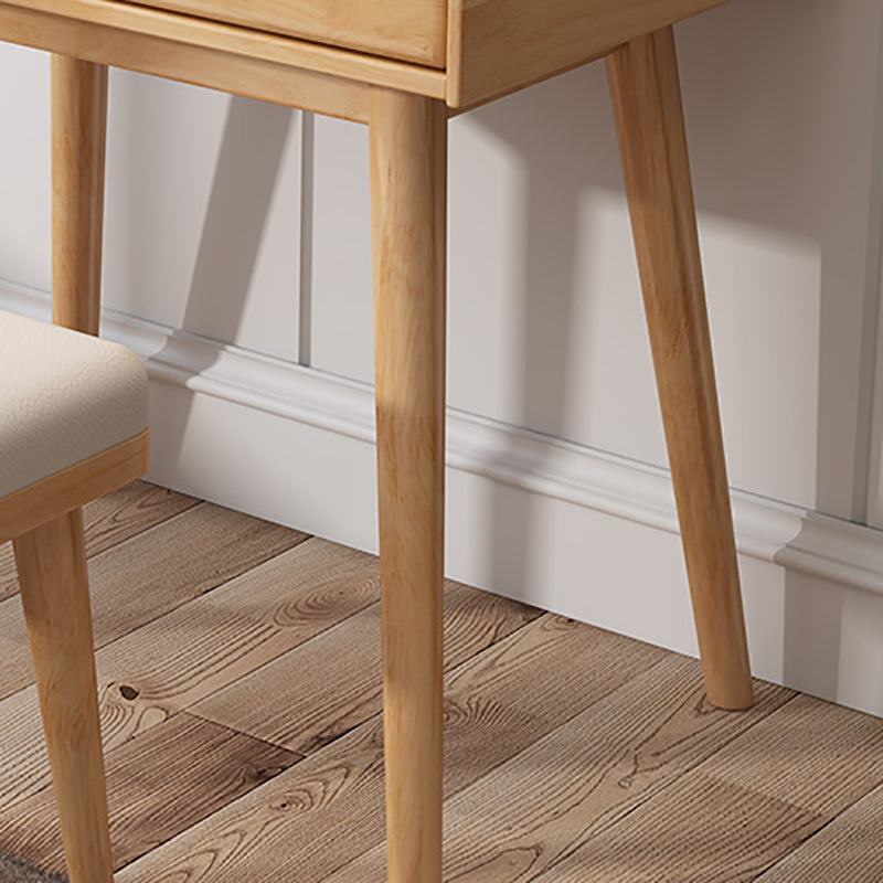 Scandinavian Dressing Table with Mirror and 2-Drawers Solid Wood Clearhalo 'Bedroom Furniture' 'furn' 'furn_makeup_vanities' 'Furniture' 'Makeup Vanities' 'makeup_vanities' 6378236