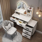 Tavolo da toeletta per trucco da letto di vanità a specchio con 5 cassetti in bianco