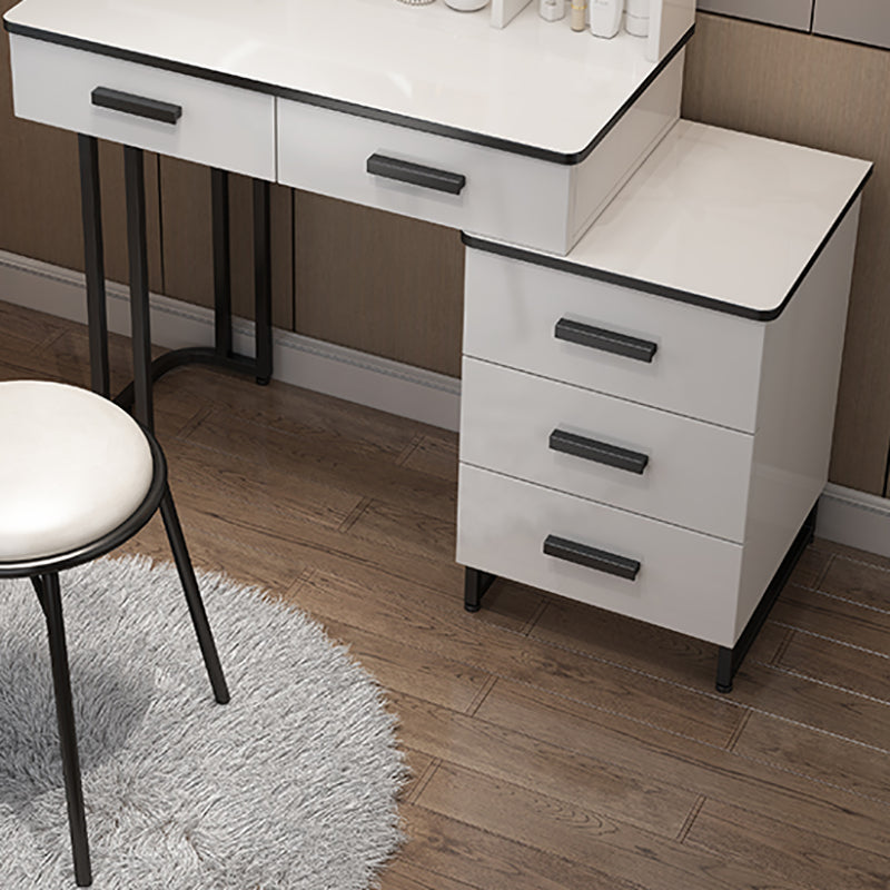 Tavolo da toeletta per trucco da letto di vanità a specchio con 5 cassetti in bianco